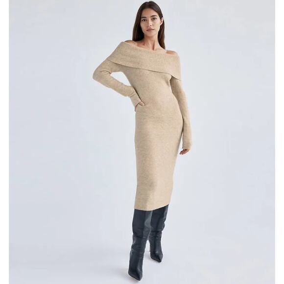 Babaton Aritzia Womens *IN HEATHER GRAY*Wool Blend Dossier Sweater Dress 2XS XXS - Picture 1 of 8